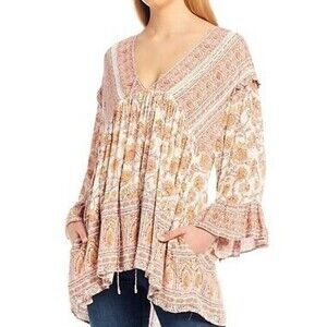 Free People Moonlight Dance floral printed tunic top medium